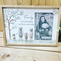 Pebble Love or Family Decorative Frame  - Brown / Tree Design - Family Quote