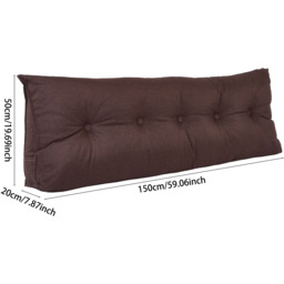 150cm Washable Linen Wedge Headboard Pillow - Brown - thumbnail 2
