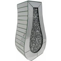 Mirrored Crushed Crystal Flower Vase Curved - Silver