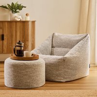 icon Natalia Woven Armchair and Round Footstool Bean Bag,  Natural - Natural