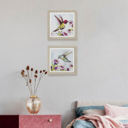 Floral Hummingbird Framed Art - Multicolour - thumbnail 3