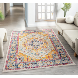 San Marino Modern Living Room Area Rug - Low Pile Floral Design Muti Coloured - Multi Coloured / 220cm - thumbnail 3