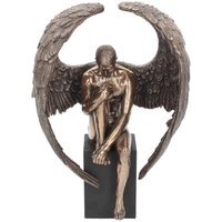 Bronzed Religious Contemplative Angel's Reflection Figurine - 26cm