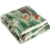 Sherpa Fleece Throw - Oak Green