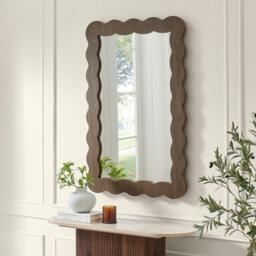 Wiggle Walnut Wood Long Rectangle 120x80cm Wall Mirror - Walnut - thumbnail 5