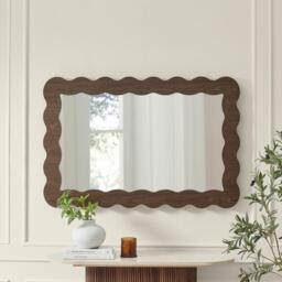 Wiggle Walnut Wood Long Rectangle 120x80cm Wall Mirror - Walnut - thumbnail 4