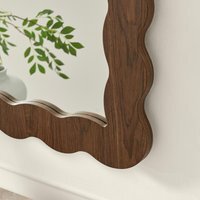 Wiggle Walnut Wood Long Rectangle 120x80cm Wall Mirror - Walnut - thumbnail 1