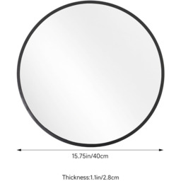 Livingandhome Round Metal Wall Mirror - Black - thumbnail 2