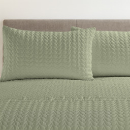 3D Embossed Pattern Duvet Set - Sage / Single - thumbnail 2