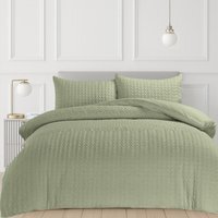 3D Embossed Pattern Duvet Set - Sage / Single