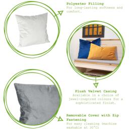 Rectangle Velvet Cushions - 60cm x 40cm - Pack of 4 - Cream - thumbnail 2