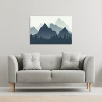 mountain landscape illustration Canvas Print - Blue / 101cm / 77cm - image 1