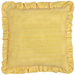 Martha Embroidered Ruffle Cushion - Yellow / Polyester - thumbnail 3