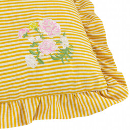 Martha Embroidered Ruffle Cushion - Yellow / Polyester - thumbnail 5