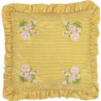Martha Embroidered Ruffle Cushion - Yellow / Polyester - thumbnail 1