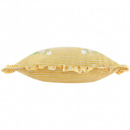 Martha Embroidered Ruffle Cushion - Yellow / Polyester - thumbnail 4