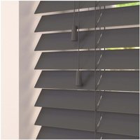 Smooth Finish Faux Wood Venetian Blinds with Strings 120cm Drop - Slate / 90cm