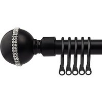 16-19mm Bejeweled Extendable Durable Metal Curtain Pole Set - Black Silk / 120cm