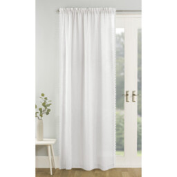 Tahiti Pompom Edge Voile Panel - White / 122cm - thumbnail 3