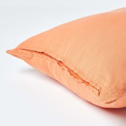 Homescapes Linen Pillowcase, Housewife Style - Burnt Orange / 60cm - thumbnail 3