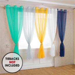 Voile Panel Curtain Eyelet - Black / 48in - thumbnail 2