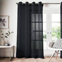 Voile Panel Curtain Eyelet - Black / 48in - thumbnail 1