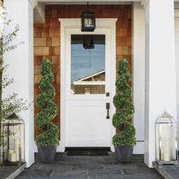 2 Pack Artificial Plant Topiary Spiral Boxwood Tree - Green - thumbnail 2