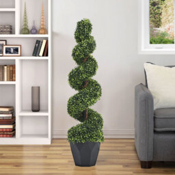 2 Pack Artificial Plant Topiary Spiral Boxwood Tree - Green - thumbnail 3