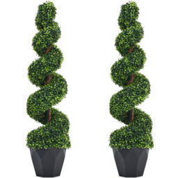 2 Pack Artificial Plant Topiary Spiral Boxwood Tree - Green - thumbnail 4