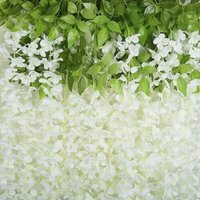 Set of 12 Hanging Artificial Wisteria Vines - White