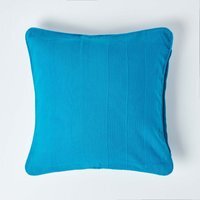 Homescapes Cotton Rajput Ribbed Cushion Cover - Teal / 60cm - thumbnail 1