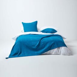 Homescapes Cotton Rajput Ribbed Cushion Cover - Teal / 60cm - thumbnail 2
