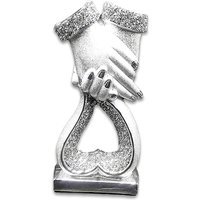 Crushed Diamond Heart Hands Sparkle Lovely Ornament - Silver
