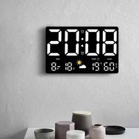 Large Screen Digital Clock with Temp and Humidity - black