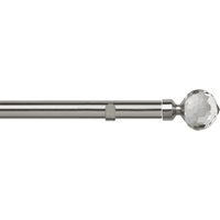 28mm Fixed Length Metal Eyelet Curtain Pole Set - Bella Finial - Satin Silver / 100cm - image 1