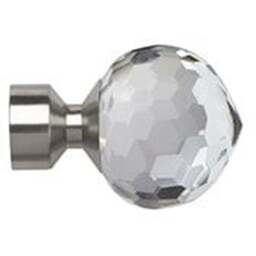 28mm Fixed Length Metal Eyelet Curtain Pole Set - Bella Finial - Satin Silver / 100cm - thumbnail 3