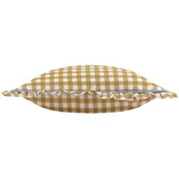 Maude Gingham Reversible Piped Feather Filled Cushion - Gold - thumbnail 2