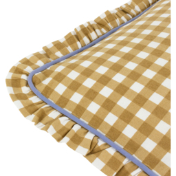 Maude Gingham Reversible Piped Feather Filled Cushion - Gold - thumbnail 3
