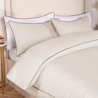 Piped Edge Duvet Cover Set - Cream / Double - image 1