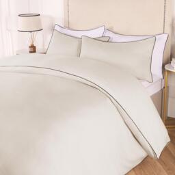 Piped Edge Duvet Cover Set - Cream / Double - thumbnail 4
