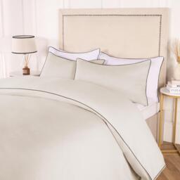 Piped Edge Duvet Cover Set - Cream / Double - thumbnail 5