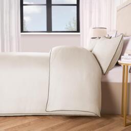 Piped Edge Duvet Cover Set - Cream / Double - thumbnail 2