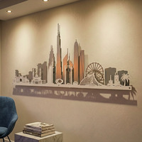 Dubai Skyline Metal Wall Art 2D - Grey white / MetalPowder Coating