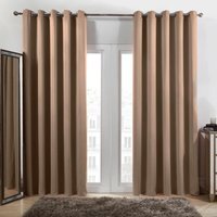 Plain Blackout Thermal Eyelet Curtains  - Beige / 228cm / 38cm - thumbnail 1