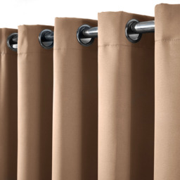 Plain Blackout Thermal Eyelet Curtains  - Beige / 228cm / 38cm - thumbnail 3