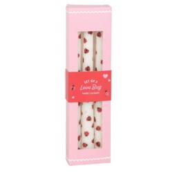 Love Bug Ladybird Taper Candles Set Of 3 For Valentine'S Day - White - thumbnail 2