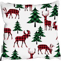Buffalo Plaid Woodland Outdoor Comfy Cushion - Red / 60cm - thumbnail 1