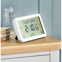 Easy To Read Radio Controlled Calendar Clock - White