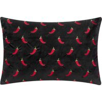 Chillies Embroidered Cushion - Black / Polyester - image 1