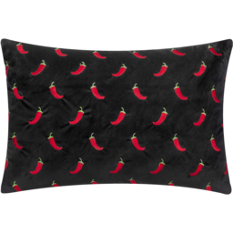Chillies Embroidered Cushion - Black / Polyester - thumbnail 2